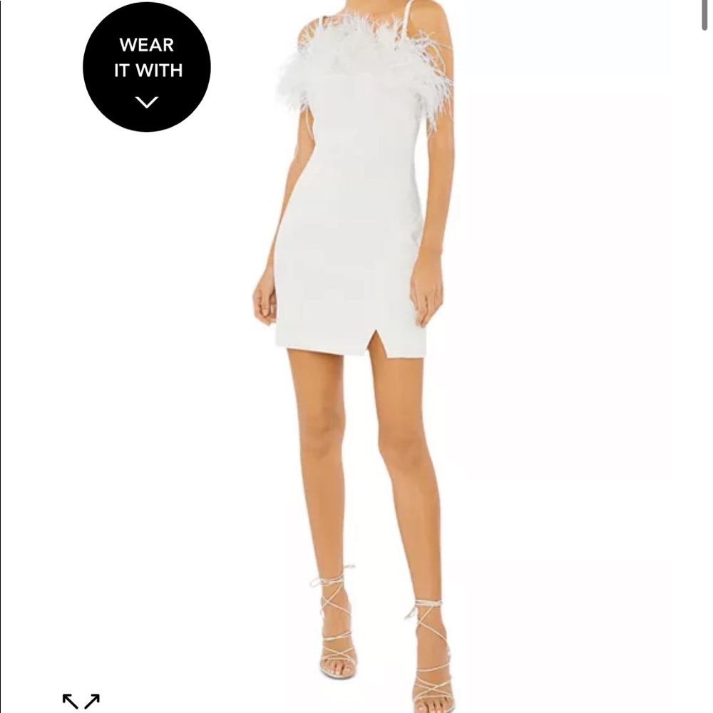 Revolve Likely Katy White feather mini dress